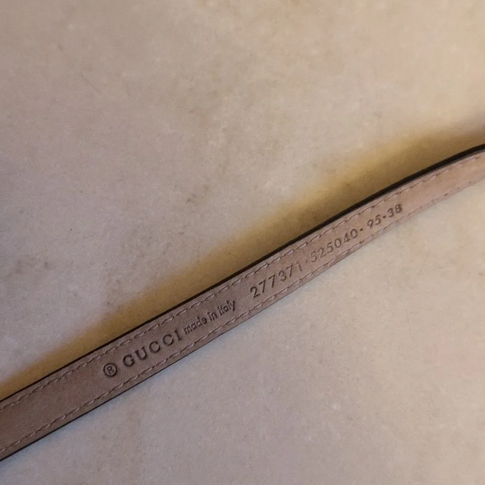 Gucci Belt GG Maroon Leather Thin US Burgundy Red Size 38